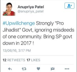 Anupriya Patel Tweet (Quint)