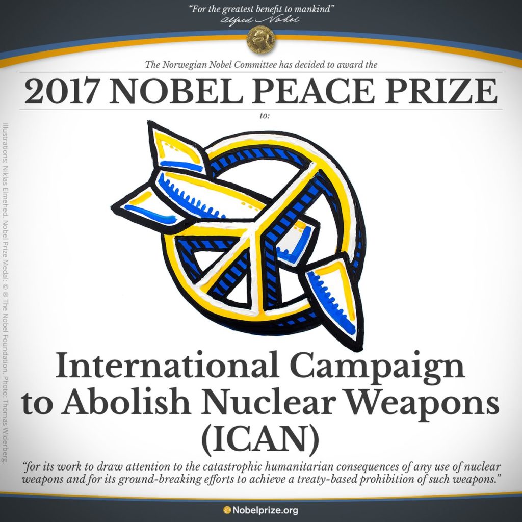 ICAN anti-nuclear weapons campaign awarded 2017 Nobel Peace prize