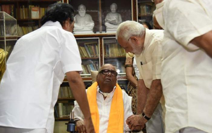 PM Modi visits Karunanidhi, enquires about health