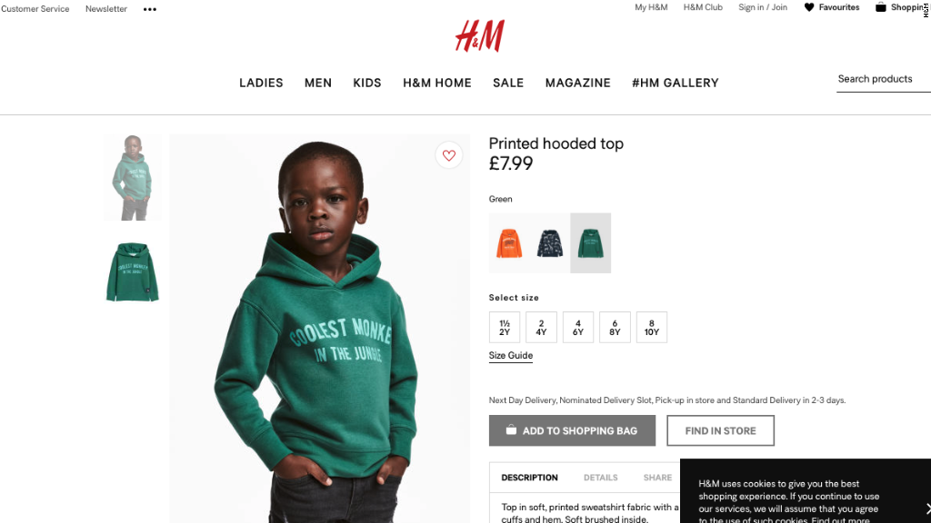 H&M apologises for using black child to sell sweatshirt