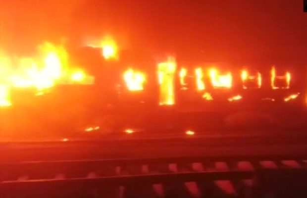 Four coaches of a passenger train were gutted in a fire in Bihar's Mokama railway yard on Wednesday. No one was injured in the incident. The coaches were of a MEMU (Mainline Electric Multiple Unit) passenger train that caught fire around midnight. At the time of the incident, the train was stationed at the yard, around 80 km from Patna.