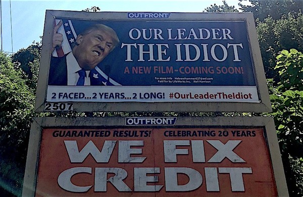 New Jersey billboard features Trump with caption ‘Our leader the idiot’