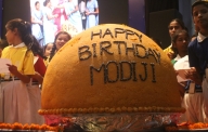 Union Minister unveils 568kg ladoo cut on PM Modi’s 68th Birthday