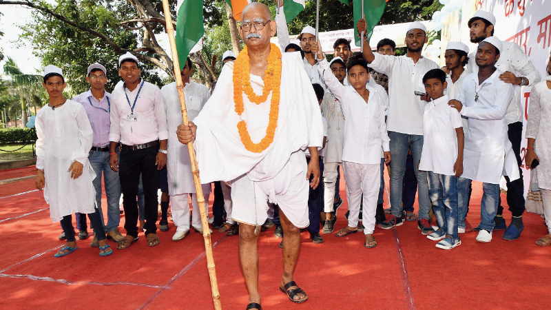 Suresh Kumar Hajju has loved to play the role of Mahatma Gandhi so much that he has made it a routine job for himself.