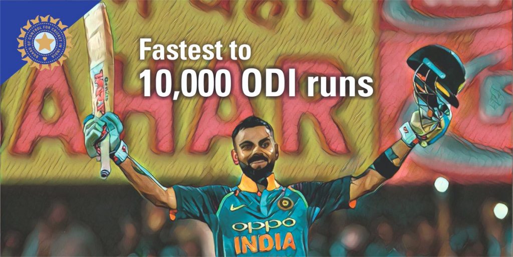 Kohli moves past Tendulkar to become fastest to 10,000 ODI runs