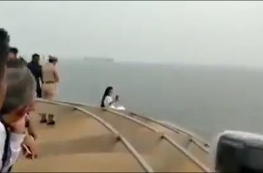Maharashtra CM’s wife Amruta Fadnavis ignores safety warning, clicks selfie from ship-edge