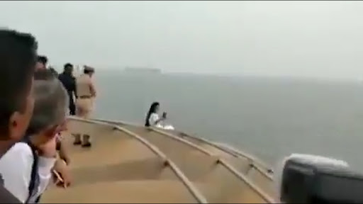 Maharashtra CM’s wife Amruta Fadnavis ignores safety warning, clicks selfie from ship-edge