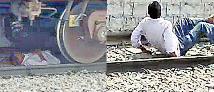 Man escapes death as train passes over him
