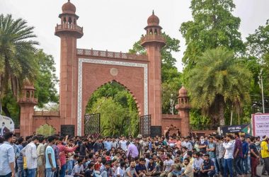 AMU students hold protest, demand immediate release of Mohd Talib arrested of vandalising