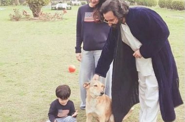 Taimur Ali Khan spotted playing with a dog