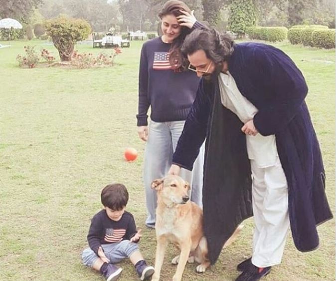 Taimur Ali Khan spotted playing with a dog