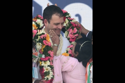 68-year-old woman kisses Rahul Gandhi on Valentine's Day in Gujarat