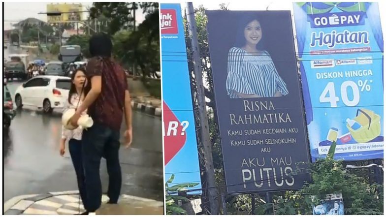 Man catches girlfriend cheating, announces breakup via Ad billboard