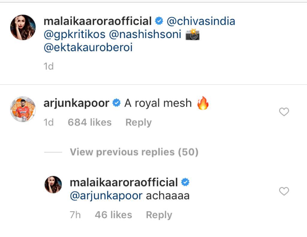 Arjun Kapoor's comments on Malaika Arora's Instagram make us go awww