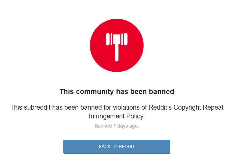 After Soccer Streams another Reddit community 'Megalinks' gets banned for violation