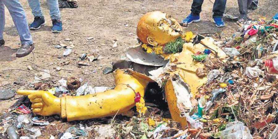 Hyderabad: Ambedkar statue taken down, dumped in garbage by corporation staff
