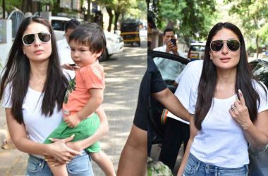 Rockstar Taimur with mommy Kareena Kapoor Khan step out to cast vote, see pics