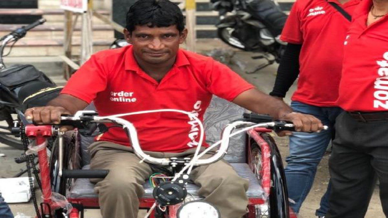 After viral video, Differently-abled delivery guy receives electric vehicle from Zomato