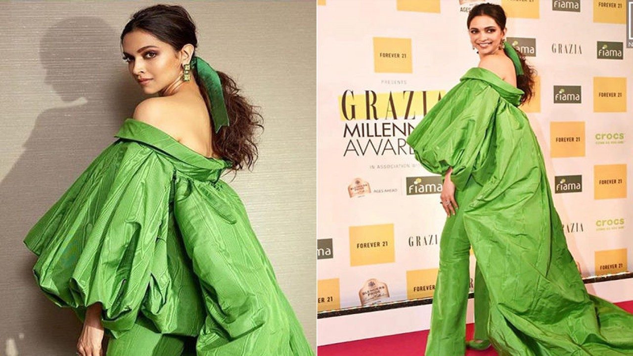 Deepika Padukone gets trolled for wearing a green ballooney dress