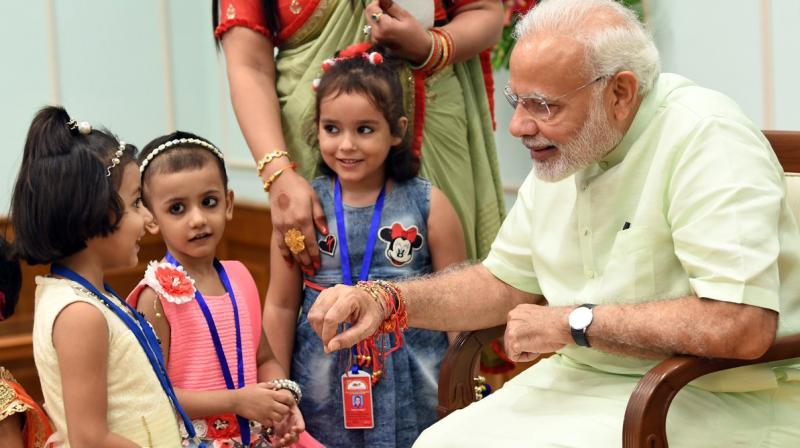 Rakshabandhan 2019: Children, women tie 'rakhi' to PM Modi