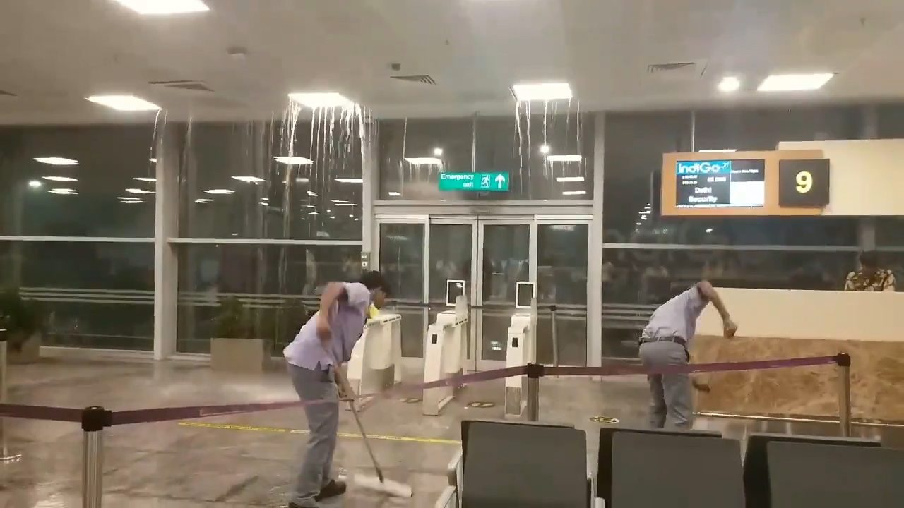 Watch: Roof leaks rainwater at Bengaluru international airport