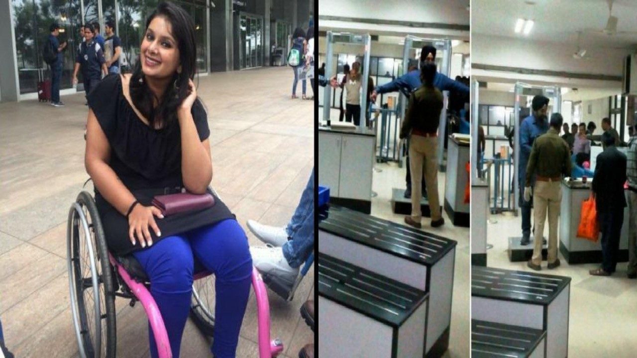 Wheelchair-bound woman forced to stand up at Delhi airport