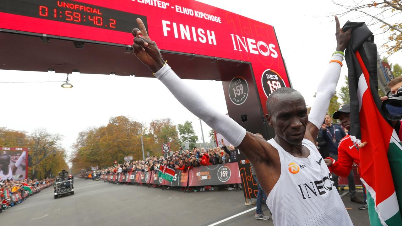 In a first, Kenya's Eliud Kipchoge breaches two-hour marathon mark