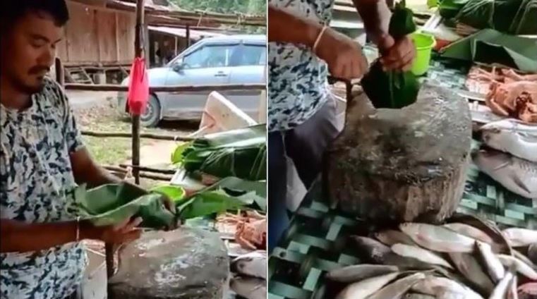Watch: Meat vendor says no to plastic, packs food using leaves instead