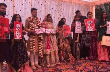Jamia student and family holds anti-CAA placards at her wedding