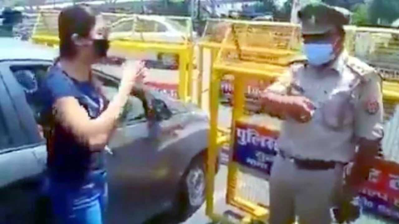 Lucknow: Out with her friends, girl loses cool after cops ask her for driving amid lockdown