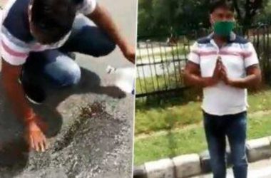 Chandigarh man spits on road, made to clean as punishment by traffic volunteers