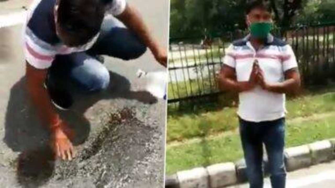Chandigarh man spits on road, made to clean as punishment by traffic volunteers