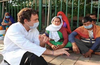 Rahul Gandhi books vehicle for migrant workers, gives food, water and masks