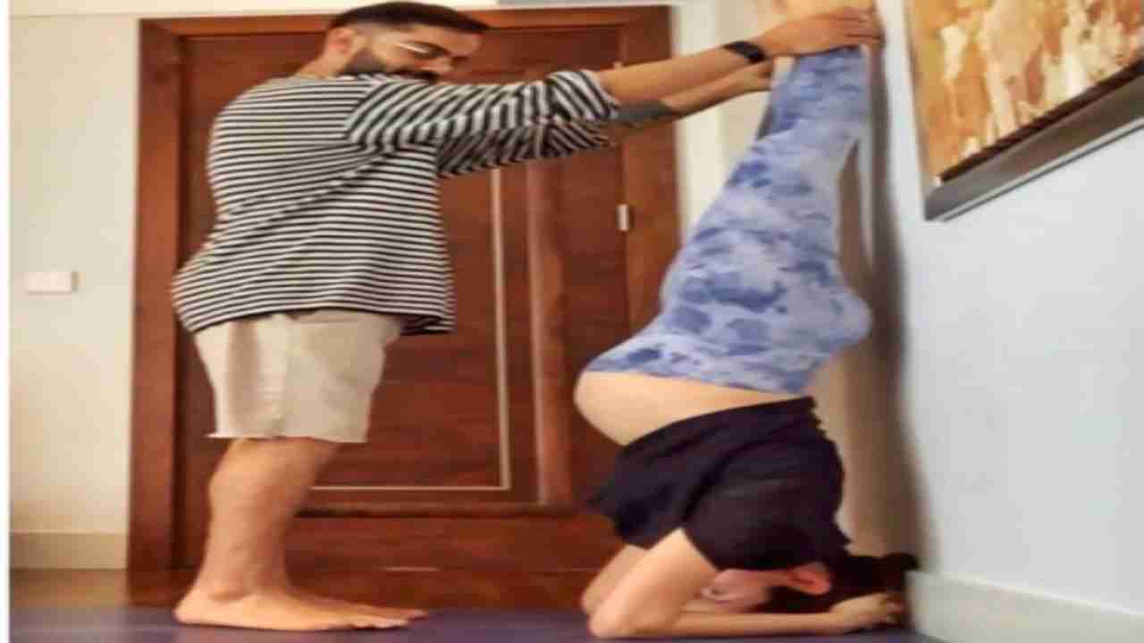 Mom-to-be Anushka Sharma performs headstand with hubby Virat Kohli's support, see pictures
