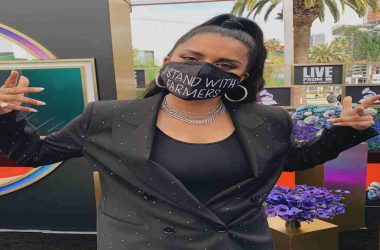 Canadian YouTuber Lily Singh wears 'I Stand With Farmers' mask in Grammys
