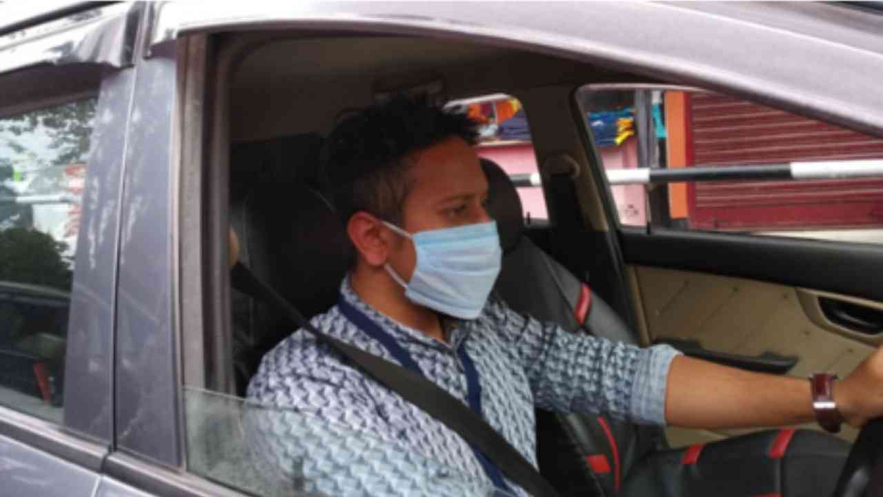 Wearing of mask while driving