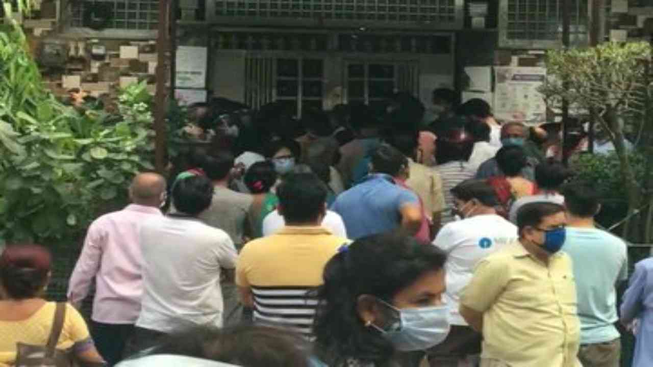 Queues outside COVID-19 vaccination centres in UP's Noida, Ghaziabad