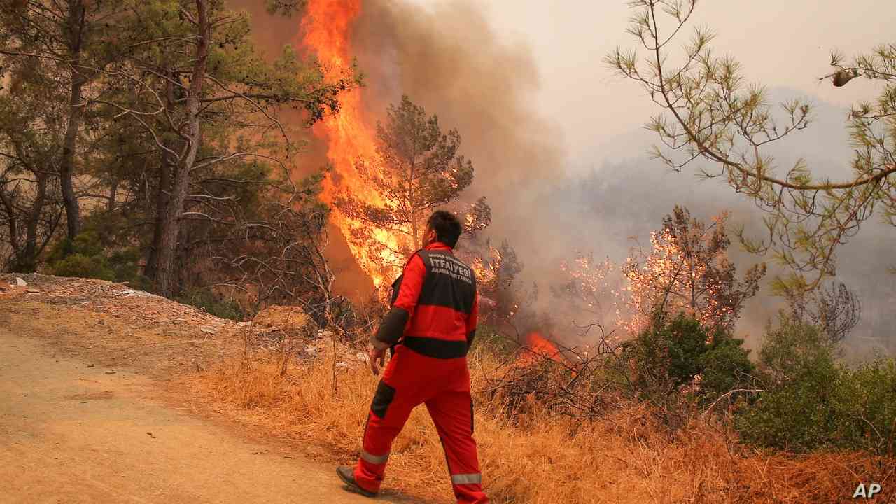 Turkey continues to battle raging wildfires in coastal resorts