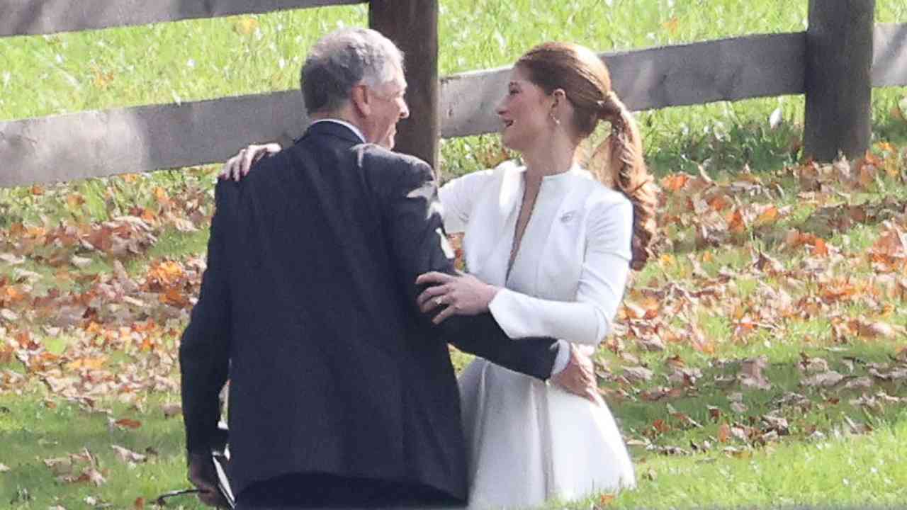 Bill Gates and his daughter Jennifer share a loving embrace at her wedding rehearsal festivities on Friday ahead of her big day on Saturday. 