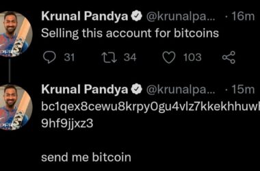 Krunal Pandya’s Twitter account hacked; hacker asks for bitcoins from followers