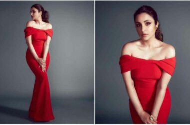 Parineeti Chopra’s red off-shoulder maxi dress seems perfect outfit for your Valentine’s Day dinner date