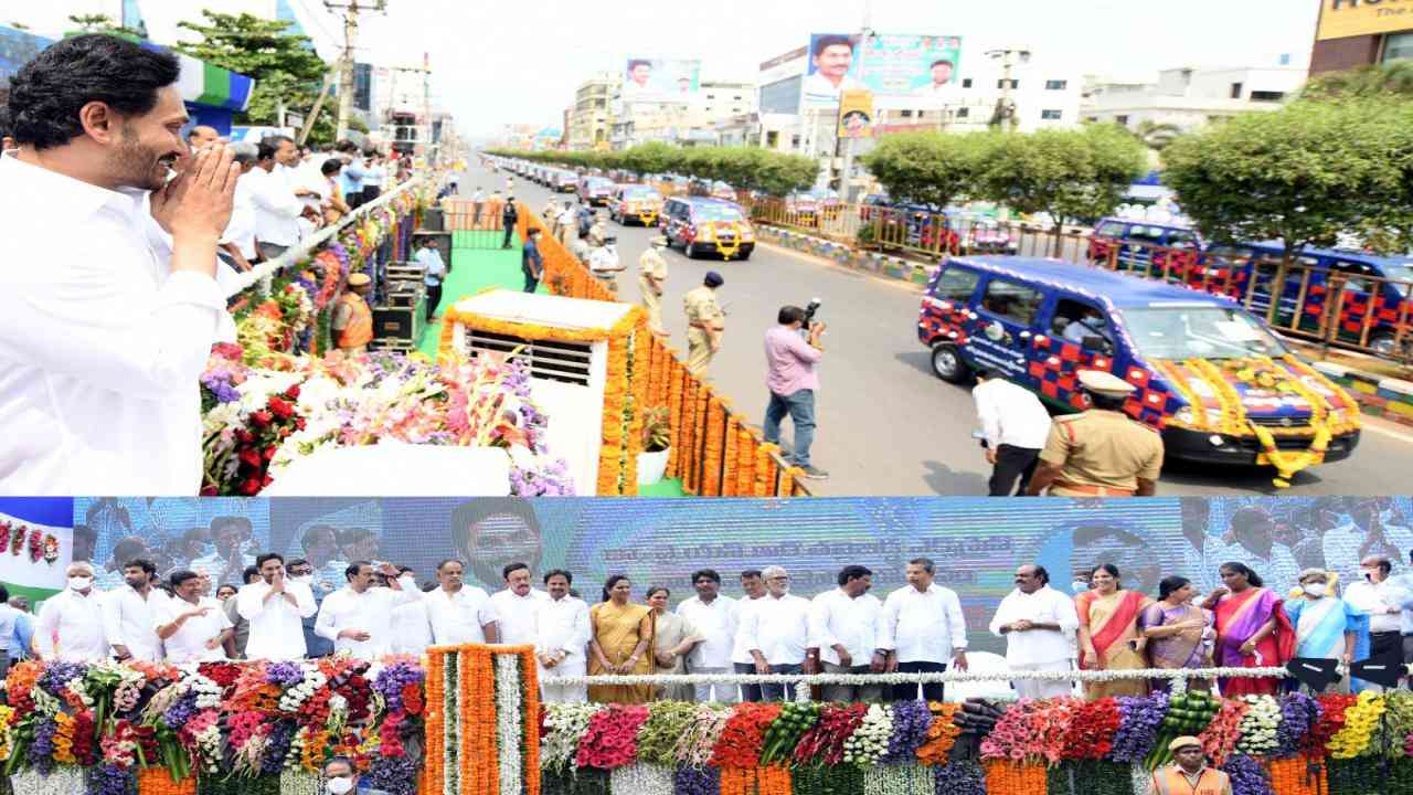 Andhra CM flags off 500 AC Thalli Bidda Express vehicles