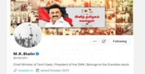 Stalin changes Twitter profile pic, has photo of Karuna with tricolour in background