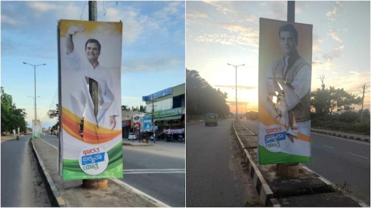 Rahul Gandhi's posters, flexes torn in Karnataka before Bharat Jodo Yatra enters state