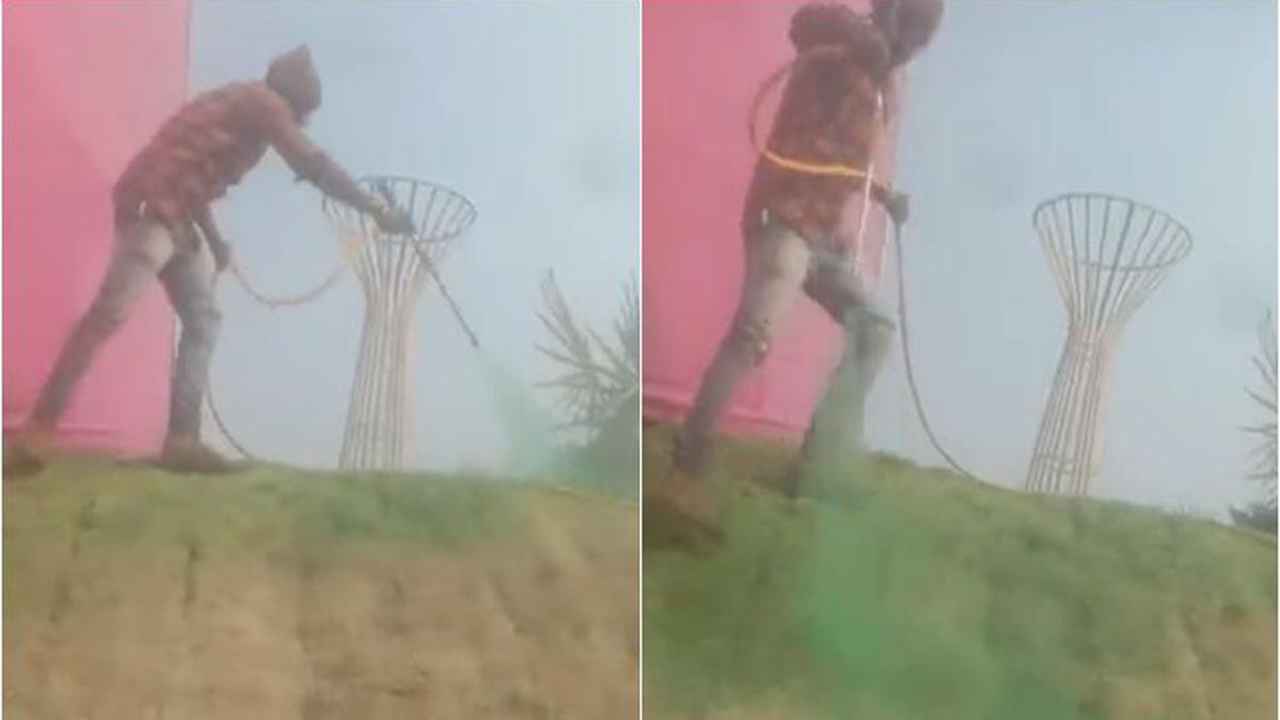 Pravasi Divas conclave: Congress targets BJP after video shows 'green colour' being sprayed on dry grass in Indore