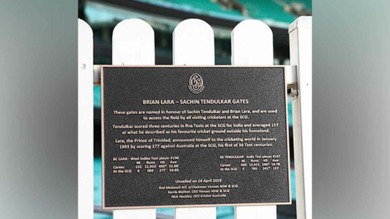 Gate named after Tendulkar unveiled at SCG to mark his 50th birthday