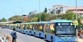 Goa: CM Pramod Sawant flags off 20 electric buses in Bambolim