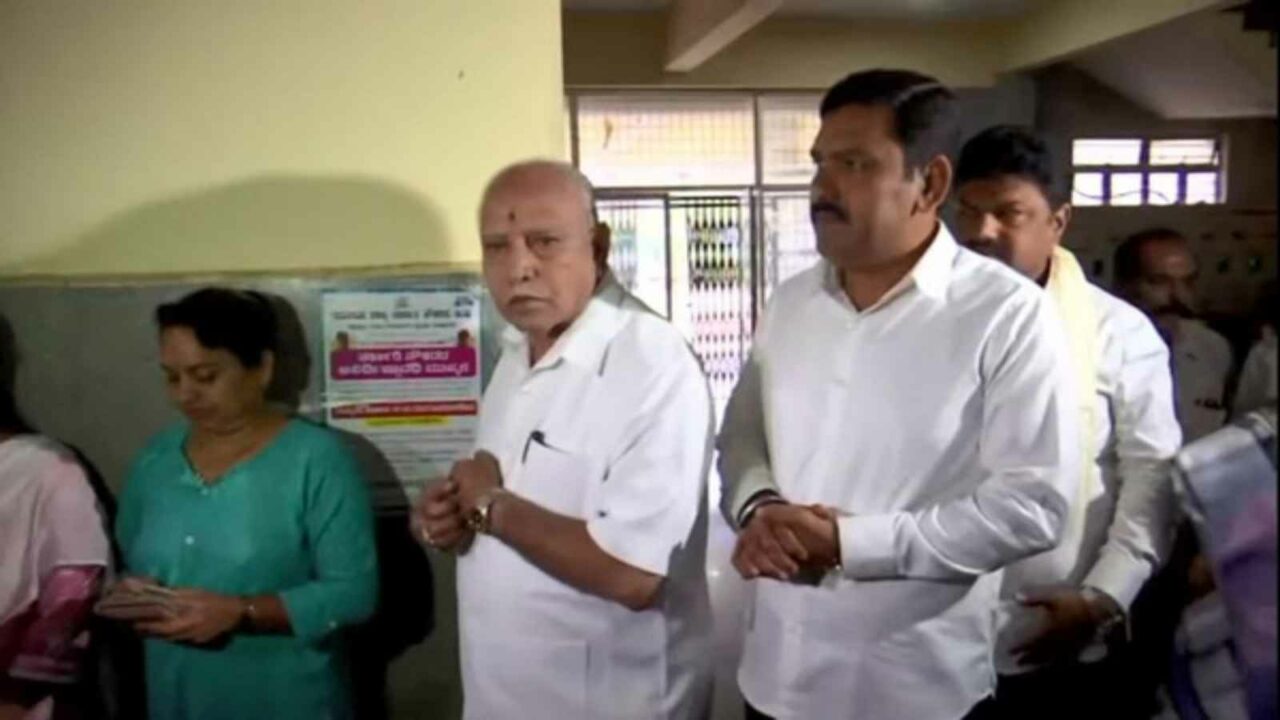 Karnataka Assembly Polls: Former CM Yediyurappa visits temple before casting vote in Shivamogga