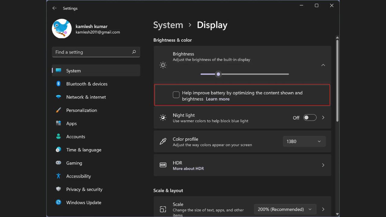 How to Enable or Disable Content Adaptive Brightness Control in Windows 11