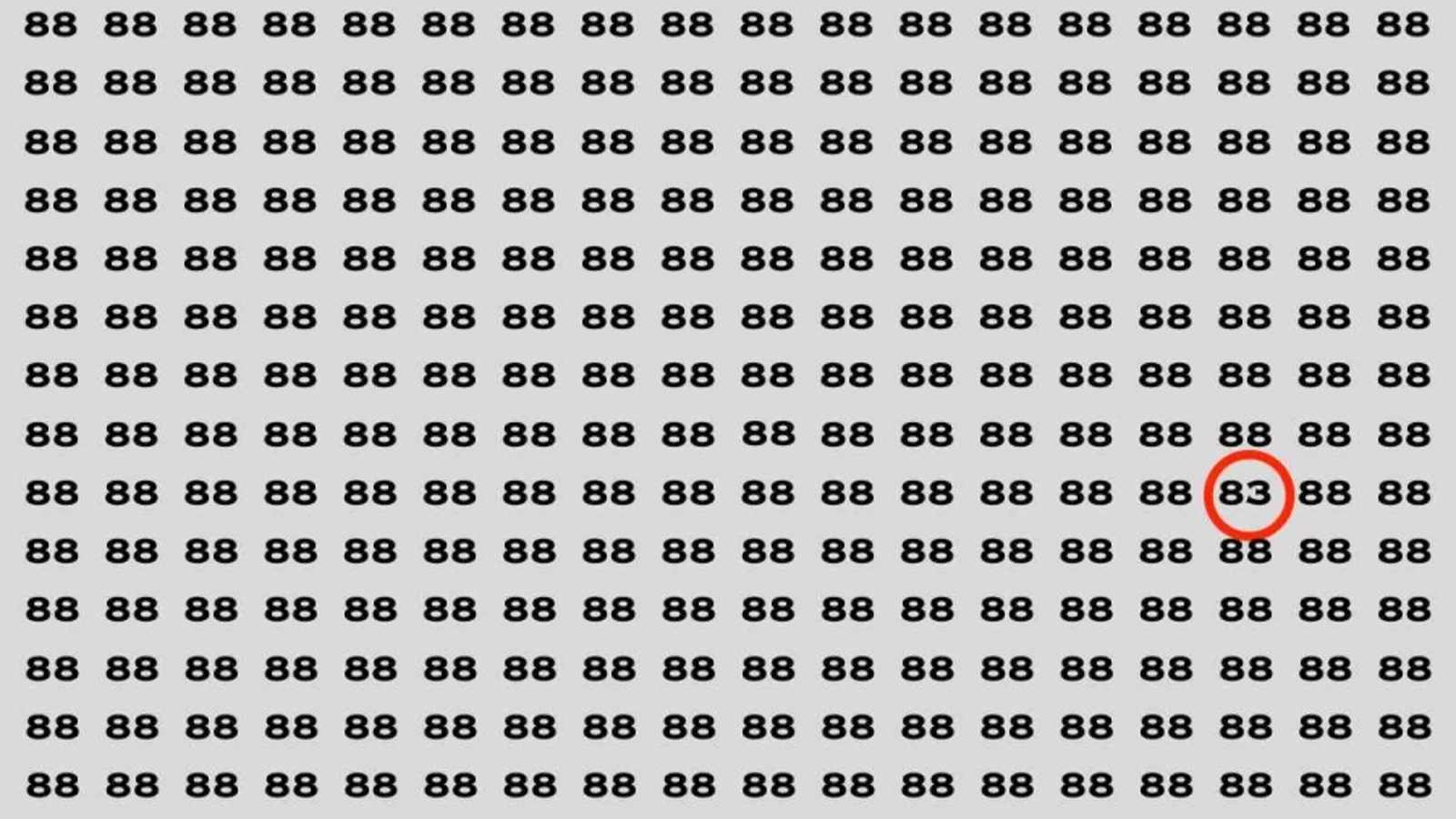 Brain Test Challenge: Spot the Number 83 Among 88 in 15 Seconds!